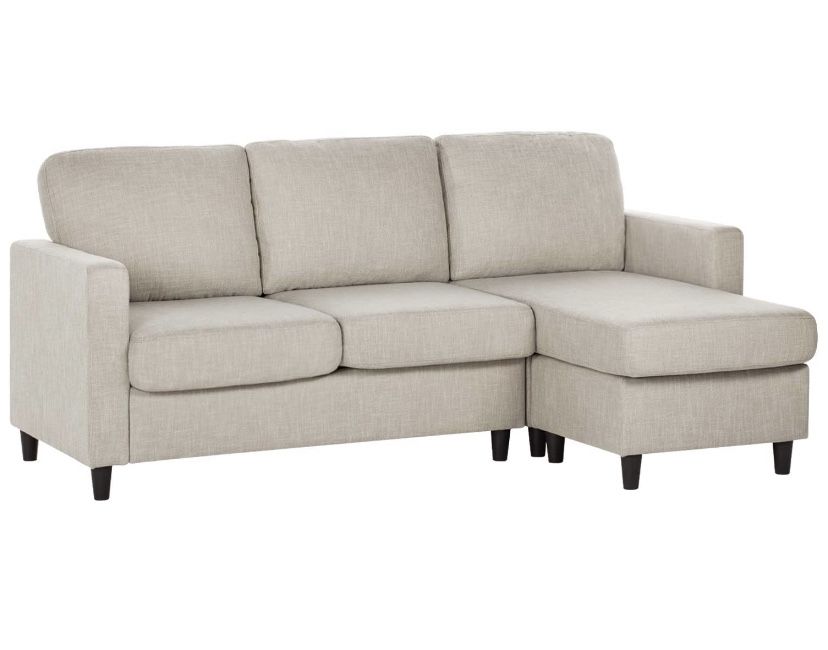 Convertible sectional Sofa Modern linen fabric and Wood
