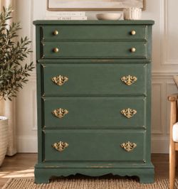 Awesome shabby distressed green and gold dresser