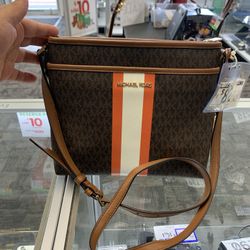 Michael Kors Bedford Small Logo Stripe Crossbody Bag 