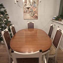 Vintage Mahogany Dining Table w/ 6 Chairs & Extension Leaf (PICKUP ONLY in Fleming Island)
