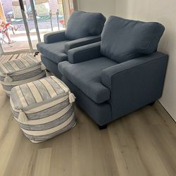 Pair of accent chairs with footstool