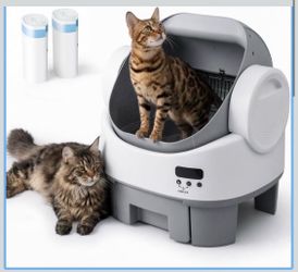 WARCAT Self-Cleaning Cat Litter Box, Open-Top Automatic Litter Box with Child Lock, 10L Large Capacity Waste Drawer, No APP Required, Includes Garbage