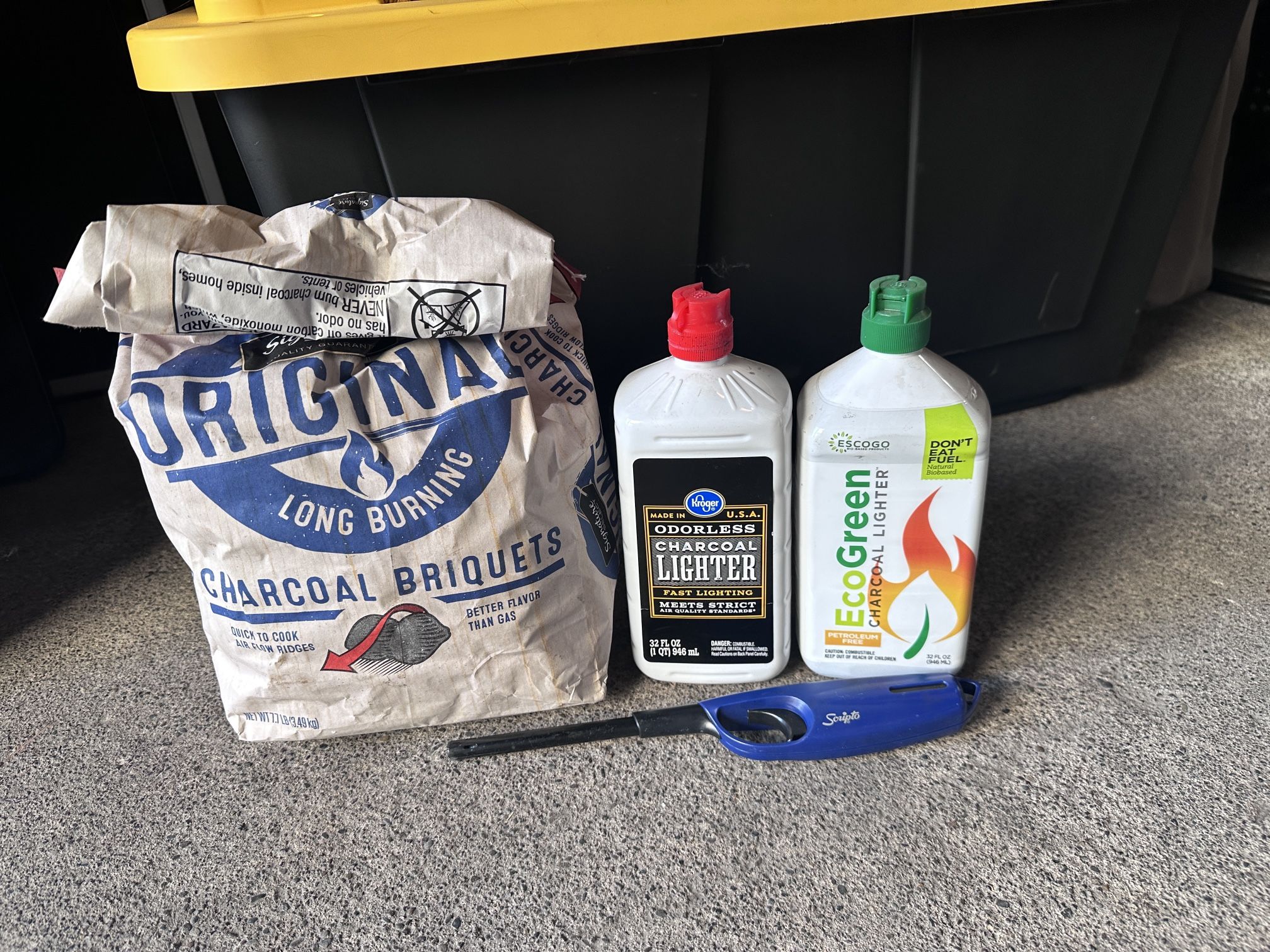 Charcoal And Lighter Fluid And Lighter