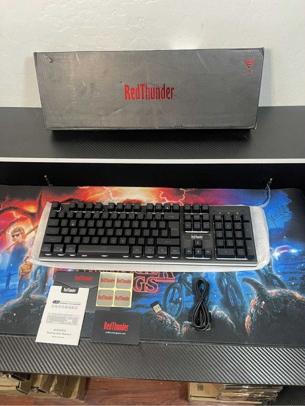 New RedThunder K10 Wireless Gaming Keyboard, Rechargeable 3000mAh 2.4G LED Backlit Wireless, Ergonomic Keyboard W/ Mechanical Feeling Keys for PC PS4