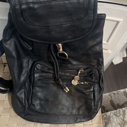 Leather Black Backpack