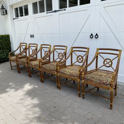 Mcguire Target Rattan Bamboo Dining Chairs - Set of 6 