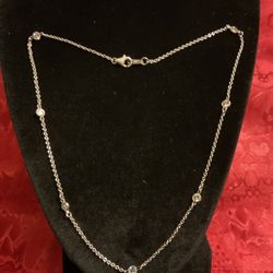 16” Sterling Silver And Swarovski Crystal Necklace 
