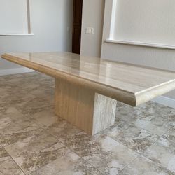 Large Vintage 1970’s Italian Travertine Stone Dining Room Table