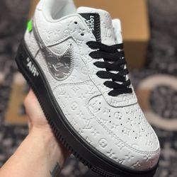 L.ouis V.uitton x Nike Air Force 1'07 LV8 Low BlackWhiteLV Monogram