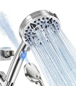 New Shower Head, 9-Mode High Pressure Shower Head with Handheld & ON/Off Switch, Anti-clog Nozzles & Built-in Spray for Clean Tub & Pet, With Stainles
