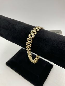 10KT YELLOW GOLD 8” ROLEX LINK 8.0MM BRACELET 8.4GR