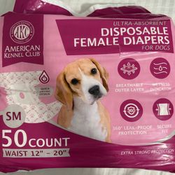 American Kennel Club Female Dog Wrap, Disposable Diapers with Wetness Indicator, Small, 50 Count