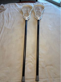 Warrior Evo Warp Complete Lacrosse Sticks (2) White Heads Black Shafts