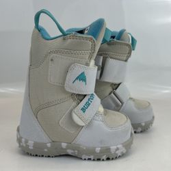Burton Mini-Grom Kids Snowboard Boots US 9C White Hook & Loop Youth