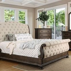 Brand New Natural Tone & Beige 4pc Queen Bedroom Set (Available In California & Eastern King)