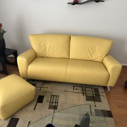 Modern Leather Couch with complimentary ottoman Made in Italy 