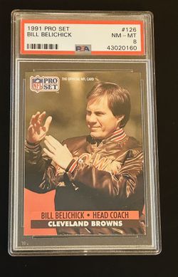 NFL 1991 Pro Set #126 Browns Bill Belichick Rookie RC PSA Graded 8 NM-MT HOF