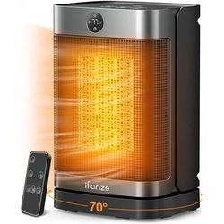 Portable Space Heater for Home, 1500W Electric Heater Fan with Remote, 70° Oscillation, 1-12h Timer, Portable Heater for Inside Home/Office New