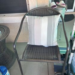 Wicker and iron side chair