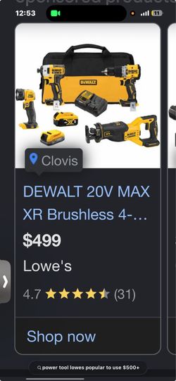 DeWalt 20V Max - brushless 4 tool combo set with bag & powerstack