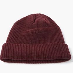 Maroon Red Unisex  forever 21 ribbed foldover beanie Hat 