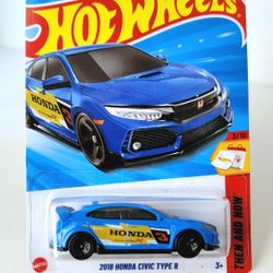HOT WHEELS 2018 HONDA CIVIC TYPE R,  THEN AND NOW BLUE