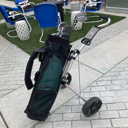 Full Wilson Set Of Clubs And Bag With Pushcart