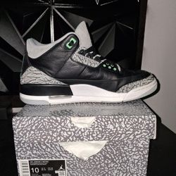 Green Glow Jordan 3 Size 10