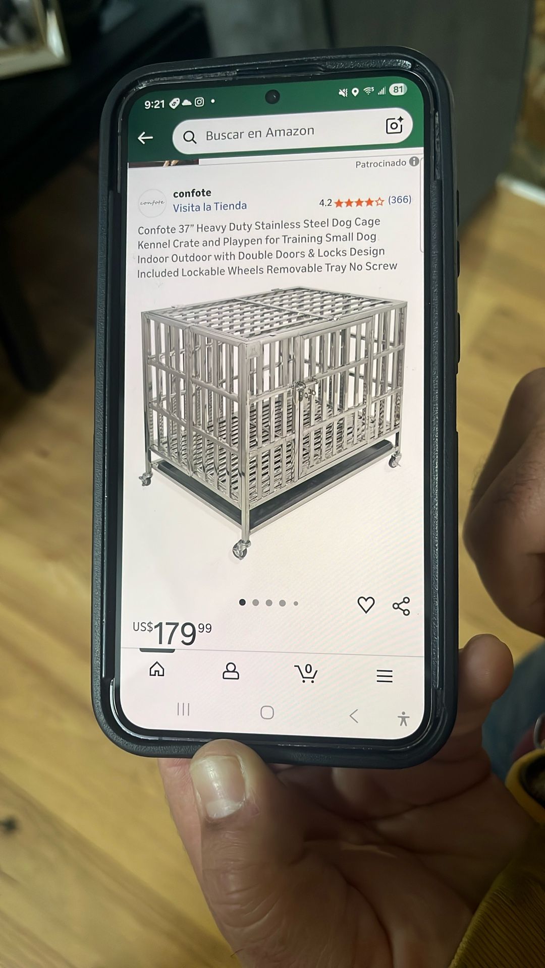 Cage with wheels for large dogs