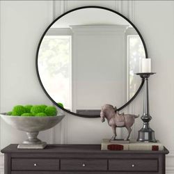 24”Round Mirror, Black Large Circle