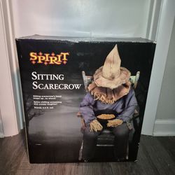 🎃🌾 Spirit Halloween Sitting Scarecrow Animatronic – Halloween Prop 🌾🎃