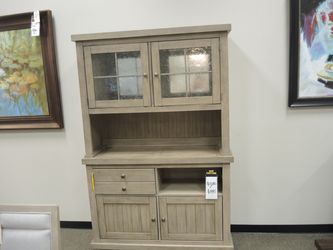 Davis Home Woodhaven China Cabinet - Weathered Light Gray-Taupe Driftwood | Cupboard