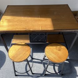 Dining Table With Wine Rack & Two Chairs