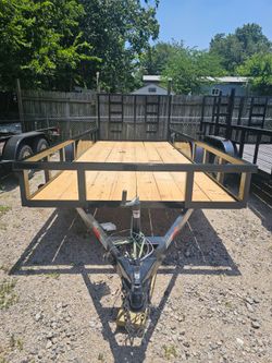 16x76 Square Pipe Top Brakes, Gate Trailer