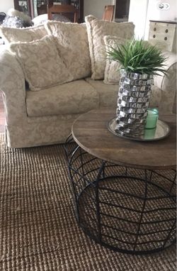 Wood top black metal side table coffee table 22”