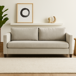 Light Gray Modern Sofa – Deep Seat Track Arm Couch, Contemporary Living Room Piece