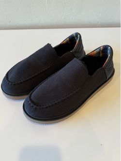 Sanuk Mens size 9’Sidewalk Surfer cozy low black canvas slip ons NEW