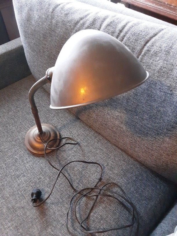 Antique Hubbell Brass Gooseneck Desk Lamp