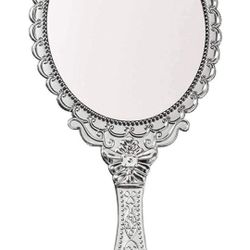 🆕️Handheld Mirror with Handle Vintage Compact for Personal Makeup Vanity Tone Victorian 9.8x4.5in