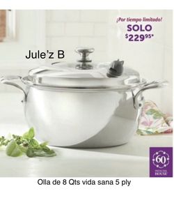 Princess House. Olla De 8 Qts Vida sana 5 Ply Nueva En Su Caja