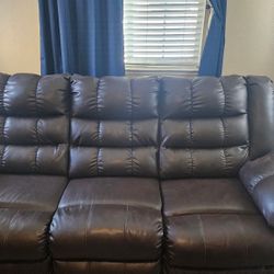 Leather Dark Brown Couch 
