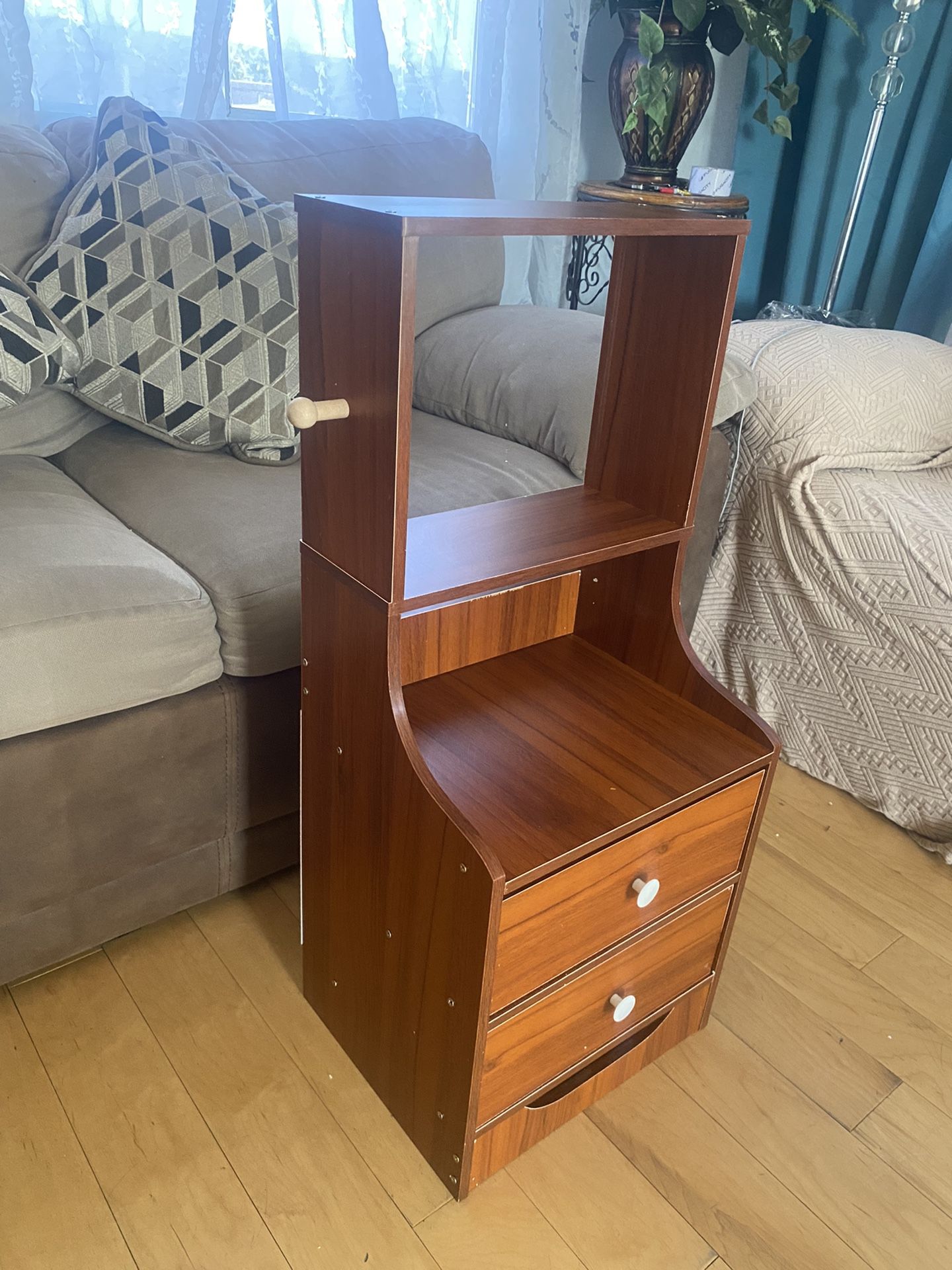 Small Nightstand with 2 Drawers, Bed Side Table