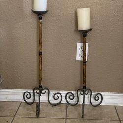 2 For $30  Candle Holder Pedestal Floor Pillar Vintage Metal