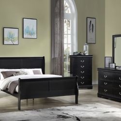 Queen bed black 