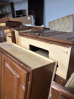 Used Kitchen Cabinets Lot Dark Brown Wood