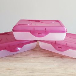 SET of 3 Plastic Pencil / Storage Boxes