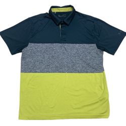 Under Armour Polo Shirt Men’s XL Green Grey Highlighter Loose Coupe Heat Gear