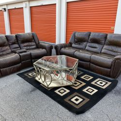 Sofa Set / Couch / Reclining And Rocking / Leather