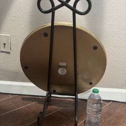 Tray/picture Holder N Gold Round Tray