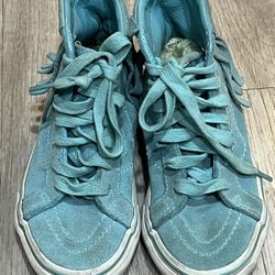 Vans Little Kids Suede Hi Moc Turquoise Aqua Sneakers Size 11